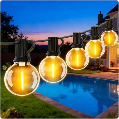 Image of Outdoor-Garden-String-Lights-Mains-Powered 9M Festoon Lighting 30Ft Gazebo Lights Outside Waterproof Electric LED G40 Bulb Shatterproof Pergola Patio Backyard Porch Terrace Partylight Connectable