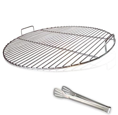 Image of huanniu 304 Stainless Steel Round Cooking Grate with Handle, 54.5 cm Diameter for 57 cm Charcoal Barbecues e.g. Weber, Grill Grates Kettle Grill 57 cm, with Grill Clips