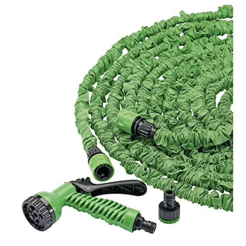 Image of Draper 10 to 30m Expanding Garden Watering Hose Kit |10mm Kink Resistant Recoil Pipe | 1/2" and 3/4" BSP Connectivy Long Reach Gardening Hose | 7 Patterns Spray Gun | 19728
