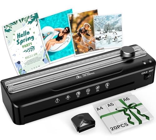Image of MAXDONE Laminator Machine A4 - Thermal Laminating Machine 4-in-1 Hot and Cold Laminator with Laminating Pouches Paper Trimmer and Corner Rounder No Bubbles Black