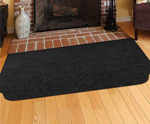 Image of Together-life Fire Resistent Fireplace Hearth Rug, Rectangular Hearth Pad Polyester Trim Non Slip Mat Protects Floors Patio from Sparks Embers(50" x 36"(B))