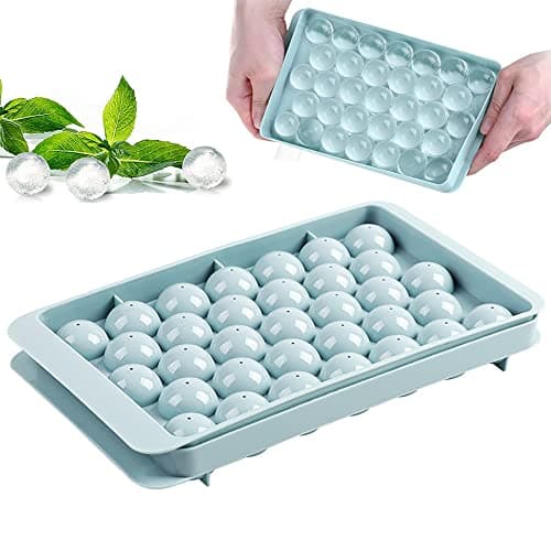 Image of IRYNA Mini Ice Ball Maker 1Pcs 33-Cell Ball Ice Cube Moulds, Mini Sphere Ice Cube Mould for Freezer Easy Release, Circle Ice Cube Moulds for Cocktail, Whiskey, Coffee(Blue)