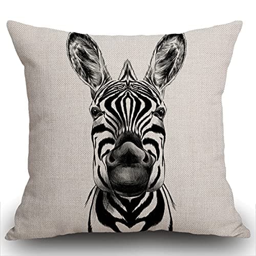Image of Smooffly Double Sided Zebra Cushion Cover, Hippie Square Wild Animal Africa Herbivorous Horse Zebra Head Throw Pillow Cover Pillow Case 18 X 18 Inches for Home Living Room Sofa Garden Couch Car