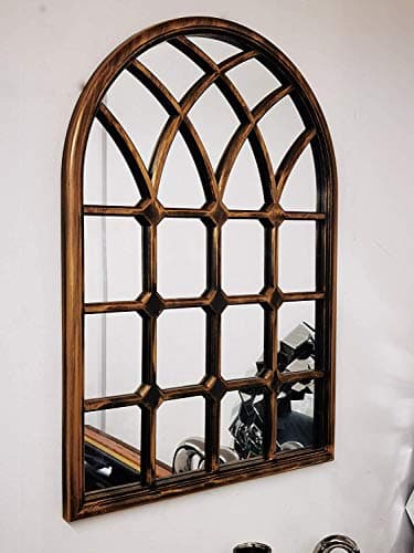Image of BLACK BRUSHED GOLD Stylish Rustic Soho Window Style Mirror Elegant Vintage Hallway Mirror 50.5X71X2.5cm