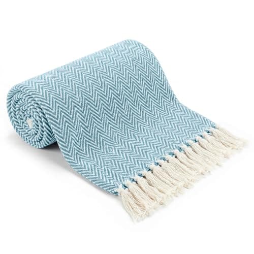Image of EHC Throw Blanket, Throws for Sofas armchairs Sofa Settee Couch Reversible Bed Cover Over Blanket, Single 127 x 152 cm, Teal
