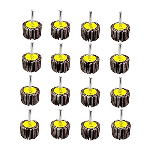 Image of FEIHU 30mm Flap Wheels,80 Grit.1/4" Shank Diameter for Removing Rust, Deburring, Grinding Polishing Flat. Disc Abrasive Sanding Pads for Drills 6mm Shank (20 Pack)