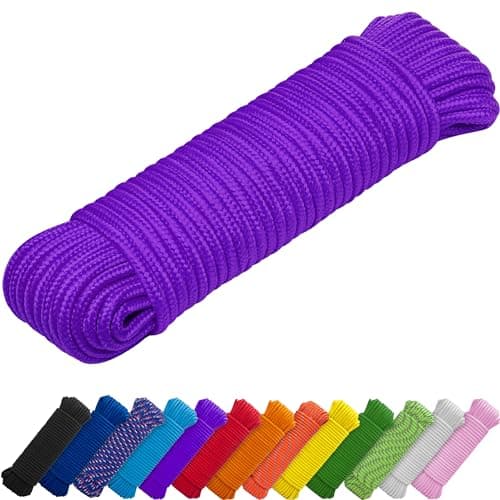 Image of TECEUM Rope – 27.5M x 6mm (1/4 Inch) – Indigo – Strong All-Purpose Utility Rope – Camping, Crafting, Flag Pole, Indoor & Outdoor – Polypropylene Nylon Poly Lightweight Diamond Braided Cord