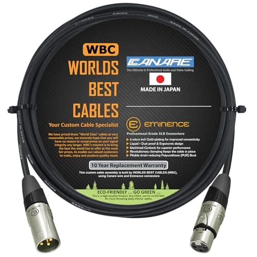 Image of WORLDS BEST CABLES 2 Meter - Canare L-4E6S, Star Quad Balanced Male To Female Microphone Cables With Eminence E311 & E312 Gold XLR Connectors - CUSTOM MADE