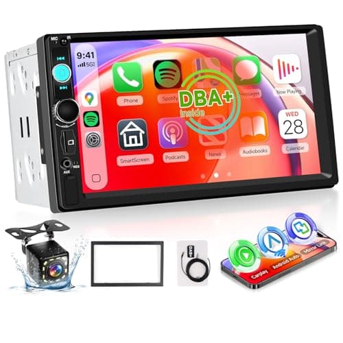 Image of DAB Double Din Car Stereo with Apple Carplay Wireless Android Auto, Hodozzy 7" HD IPS Touchscreen 2 Din Car Radio with Bluetooth 5.2 EQ FM SWC Reversing Camera+USB/TF Card/Aux Ports+Frame