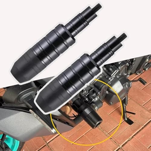 Image of 2 Pcs Motorcycle Falling Sliders for Yamaha MT09 Tracer 900 GT MT09 XSR 900, Crash Pads Exhaust Slider Crash Guard Drop Ball Frame Protector,Black