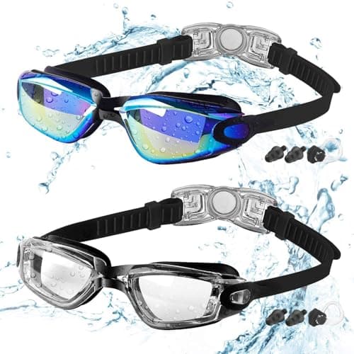 Image of COOLOO Kids Swimming Goggles, 2 Packs Crystal Clear Swim Goggles for Kids, Children, Boys, Girls, and Teens Age 3-16, Anti-Fog, Waterproof, No Leaking