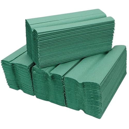 Image of Green C Fold Hand Paper Towels 1 Ply Large Tissue for Washrooms, Kitchens, Staff Rooms, Shops & Restaurants (Green, 1 Box (2,520 Sheets))