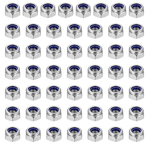 Image of 50 Pcs M6 Nylock Nuts, 6mm Locking Nuts, DIN 985 Stainless Steel Hex Lock NutsSelf-locking Hex Nutss, Nyloc Hexagon Nut for Bolts Screws Lock Washers, Locknut Assortment