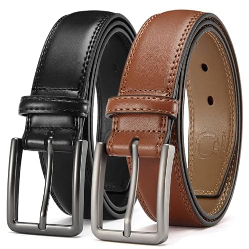 Image of CHAOREN Belts for Men 2 Pack - 1 3/8" Dress Mens Belts Leather - Both for Work Business and Casual Jeans