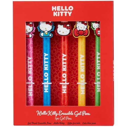 Image of Get Trend Hello Kitty Pens Set of 5 Erasable Gel Pens Kawaii Office School Supplies Stationery Set Rollerball with Blue Ink Anime Gifts for Girls (Hello Kitty)