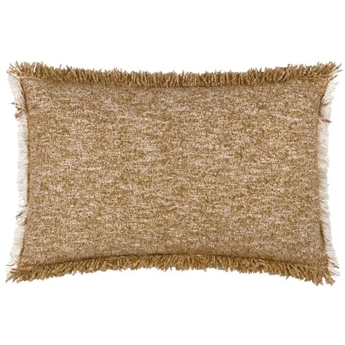 Image of Yard Furn Doze Woven Cushion – Two-Tone Woven Reversible Design Fringed Trim Hidden Zip Polyester Filled (Biscuit – 40 x 60 cm)