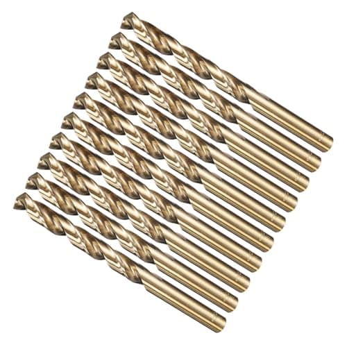 Image of METALLIXITY Drill Bit (9mm) 10Pcs, M35 Cobalt High-Speed Steel Straight Shank Spiral Flute 135°Point Tip Gold for Stainless Steel Iron Copper Aluminum Hard Metal