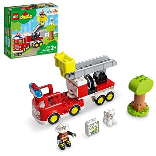 Image of LEGO DUPLO Rescue Fire Truck 10969 Building Toy; Firefighter and Fire Truck with Lights and Siren for Kids Aged 2+ (21 Pieces)
