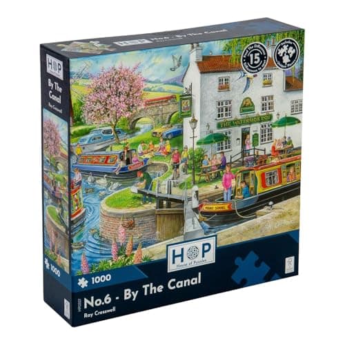 Image of The House of Puzzles - No.6 - By The Canal Jigsaw - 1000 Piece Jigsaws For Adults, Artist Illustrated, Scenic Landscape, Deluxe Puzzle Gifts