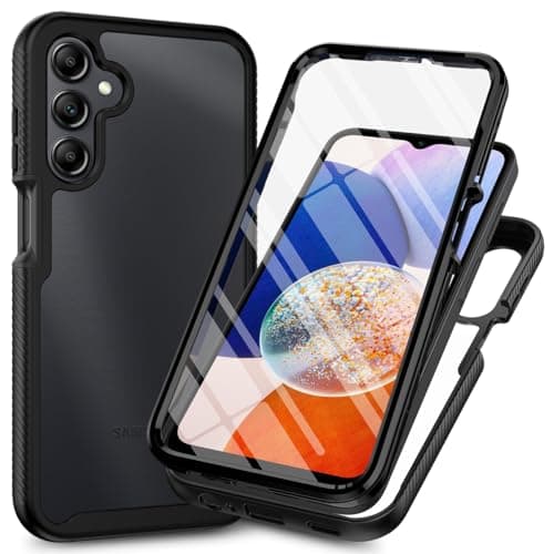Image of Knoowcase for Samsung A35 5G Case Built-in Screen Protector Samsung Galaxy A35 5G Phone Case Shockproof Bumper Clear Rugged Hard Shell Full Body Protection Silicone Rubber Stylish Cover,Black