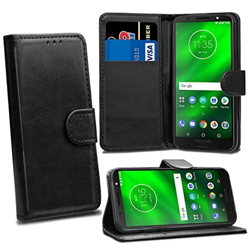 Image of Motorola Moto G6 Cases - Premium Wallet Leather Flip Case Cover For Moto G6 [Card Holder] [Magnetic Closure](Black)