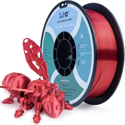 Image of ZIRO PLA Silk Filament 1.75mm, 3D Printer Filament PLA Silky Series 1.75mm 1KG(2.2lbs), Dimensional Accuracy +/- 0.03mm, Red