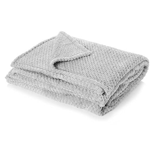 Image of Dreamscene Throws for Sofas Large, Soft Cosy Warm Honeycomb Waffle Mink Fleece Blanket for Bed Settee Faux Fur Throw Fluffy King Size Blanket Travel Sofa Throw, Silver Grey - 200 x 240cm