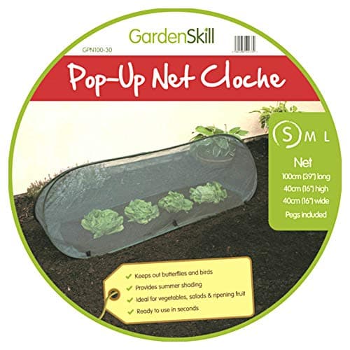Image of GardenSkill Pop-Up Garden Cloche Tunnel - Mini Grow House and Plant Protection Cover with Butterfly Net (1.5m x 0.6m x 0.6m high)