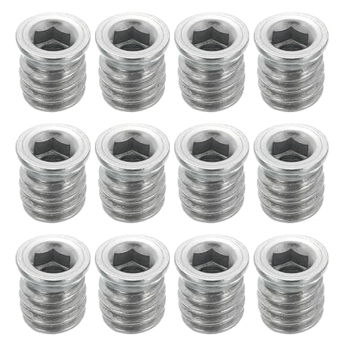 Image of sourcing map 12Pcs Threaded Inserts Nuts, M5x12mm Hex Socket Drive Nut Inserts for Wood - 304 Stainless Steel Screws Furniture Screw in Nuts Bolt Fastener Connector Wood