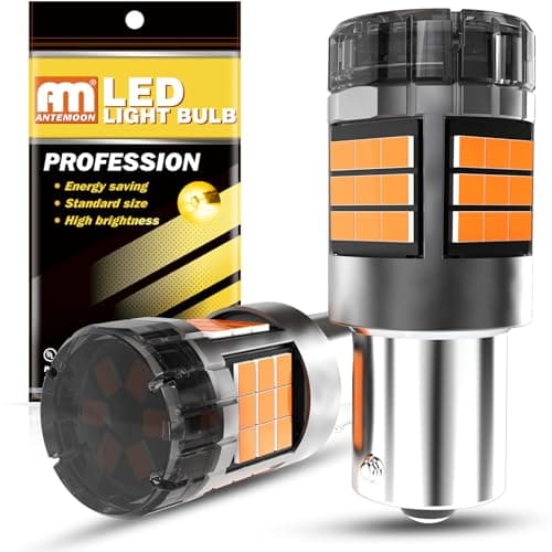 Image of ANTEMOON PY21W BAU15S LED Bulbs Canbus Error Free Super Bright 5000LM Amber Yellow 12V 24V 7507 1056 5009 Car Replacement Bulb for Backup Reverse Parking Tail Brake Turn Signal Light, Pack of 2