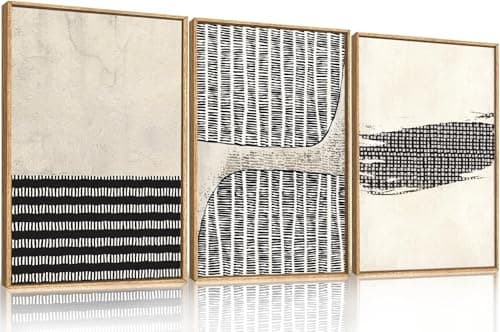 Image of HPNIUB Abstract Mountain Lakes Framed Canvas Wall Art Set, Neutral Nature Landscape Wall Decor, Nordic Scenery Wall Painting, Modern Gallery Art Prints for Living Room, Bedroom (Dots 2 40x60cm)