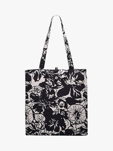 Image of RADLEY London Womens Spring Floral Responsible Foldaway Shopping Bag Made Of Recycled Fabric in Black & Chalk