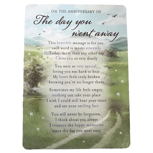 Image of Anniversary of Death Memorial Remembrance Verse Plastic Coated Grave Graveside Card (Day You Went Away)