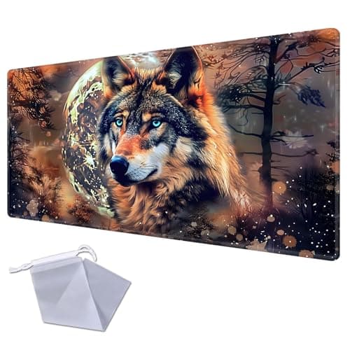 Image of FXIANGWL Card Game Playmats The King of The Jungle Wolf Game Playmats Size 23.6 * 13.7in for MTG & TCG Pokemon Waterproof and Wear-Resistant, MTG Playmat Suitable for Any Card Game