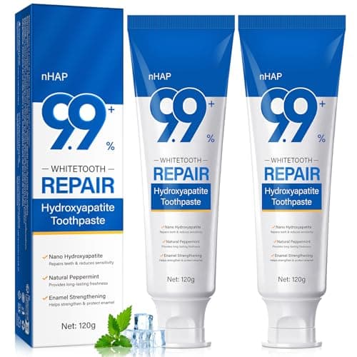 Image of Hydroxyapatite Toothpaste for Enamel Care, Pack of 2, with Nano-Hydroxyapatiste, Enamel Strength, Sensitivity Relief, Teeth Whitening, Fresh Mint, Long-Lasting Freshness
