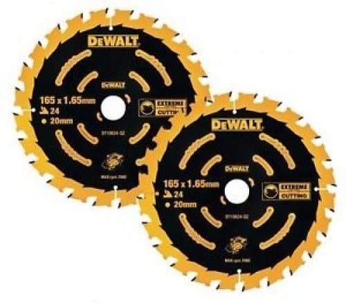 Image of Dewalt DT10624 2 x Circular Saw Blades 165 x 20 x 24T Extreme Framing DCS391