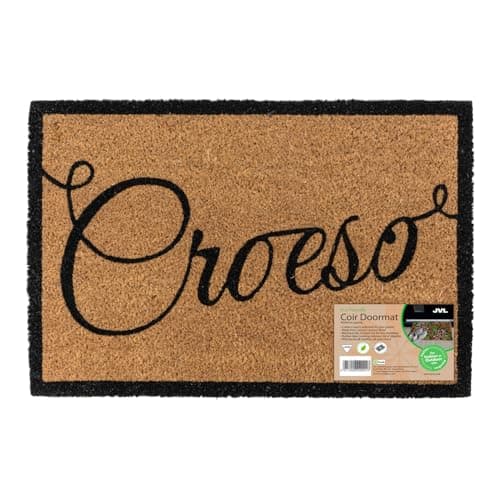 Image of JVL Eco-Friendly Latex Backed Coir Entrance Doormat, 40x60cm - Croeso