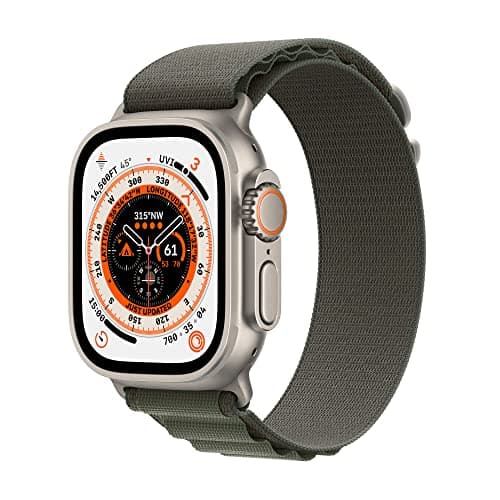 Image of Apple Watch Ultra (GPS + Cellular, 49mm) Titanium Case with Green Alpine Loop - Large(Renewed)