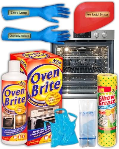 Image of Professional Oven Cleaner Kit - Heavy Duty Oven Brite Fume-Free Deep Clean Kit - with Cleaning Bags for Racks, Extra Long Gloves, Power Cloths and Non-Scratch Scraper - Grills, BBQ, Air Fryer and More