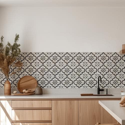 Image of Peel‑and‑Stick Kitchen Backsplash Tiles, 30 PCS 4x4 Inch Neutral Boho Moroccan Decals – Self‑Adhesive Waterproof Vinyl Stickers for Walls & Stair Risers, Easy DIY Upgrade (Beige)