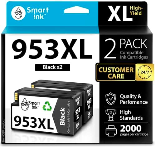 Image of Smart Ink Compatible Ink Cartridges Replacement for HP 953XL 953 XL 2 Multipack (2 Black XL Pack) with Advanced Chip Technology to use with HP Officejet pro 7720 7730 7740 8710 8715 8720 8725 Printer