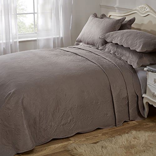 Image of Emma Barclay Athena Quilted Paisley Motif Bedspread Set in Mink - Double Bed