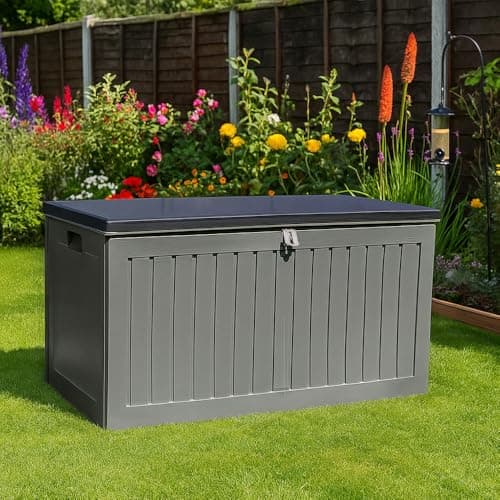 Image of Outdoor Plastic Garden Storage Deck Box 270L | Cushion, Toy, Tool Utility Chest Organiser Store | Weather & Fade Resistant, Lockable, Doubles as Storage Bench | For Garden, Patio, Balcony, Decking