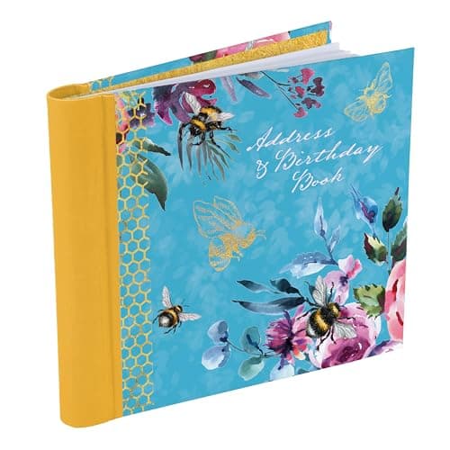 Image of Gifted Stationery Address And Birthday Book For All Your Contacts. Cloth Covered Spiral Binding Journal Notebook To Keep Track Of Names, Address, Phone, Email, Birthdays And More, 200 Pages, Queen Bee