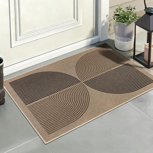 Image of Capslpad Dirt Trapper Door Mat 50x80cm, Non-Slip Door Mat Indoor, Machine Washable Entrance Rug, Jute Look Durable Inside Floor Mat for Entryway, Front Back Door, Muddy Wet Shoes and Paws, Black Brown