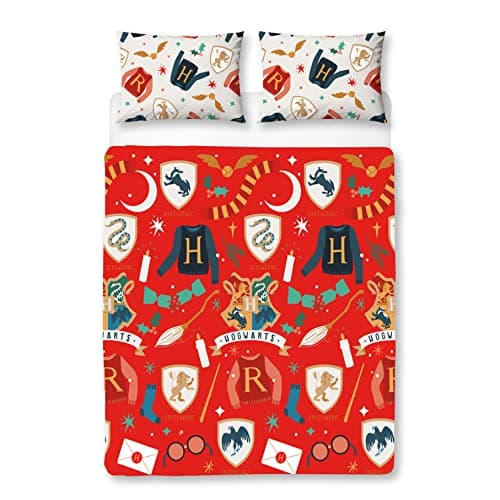 Image of Harry Potter CHRISTMAS JOYEUX Double Duvet Cover | Reversible Two Sided Design | Kids Bedding Set Includes Matching Pillow Case
