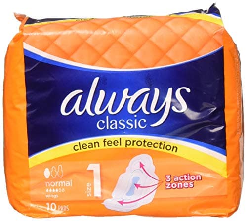 Image of Always, Classic Sanitary Towels Normal Wings, Pads, 10 Count, (Pack of 4)