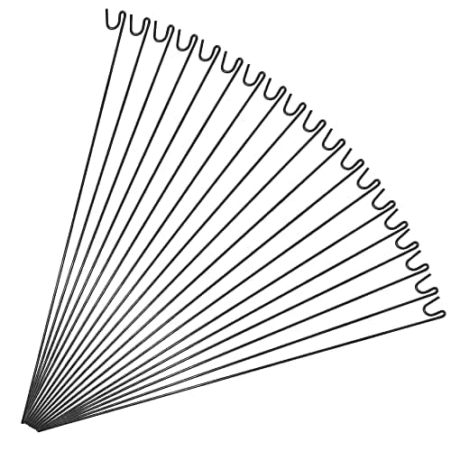 Image of ANSIO Steel Fencing Pins 1.2m Long 8mm Thick Non-Galvanised Metal Stakes for Temporary Outdoor Garden Decking & Fencing with Shepherds Crook Head - 20 Pack