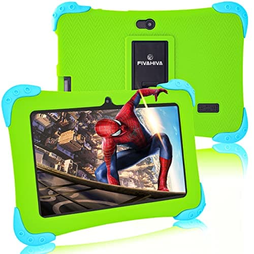 Image of Fivahiva Kids Tablet 7 inch Android 12 with Proof Case, Parental Control, 2GB+32GB, HD Display, Dual Camera, WIFI, Bluetooth, Children for Ages 3-10(Green)