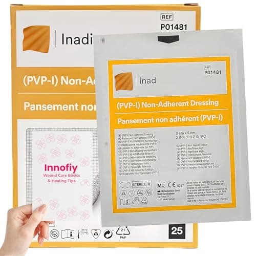 Image of Pack of 5 Non-Adherent Wound Dressings 5cm x 5cm – Sterile Antiseptic Non-Stick Pads for Wound Care, Healing & Infection Prevention – Individually Wrapped Medical Dressings + Free PDF Care Guide